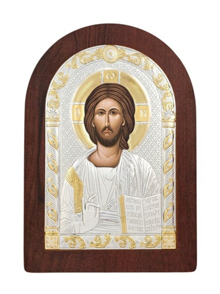 Спаситель, икона арочная, красное дерево  57х75
