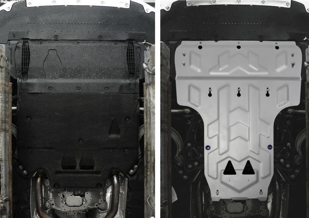 Защита картера и КПП Rival для Audi A6 C7 (V - 2.0 (180 л.с.)) АКПП 2011-2018/Audi A6 C7 (V - 3.0) 2011-2018/Audi A6 allroad C7 (V - 3.0) 2012-2019/Audi A7 4G (V - 3.0) 2010-2020, штампованная, алюминий 3 мм, с крепежом, 333.0314.2