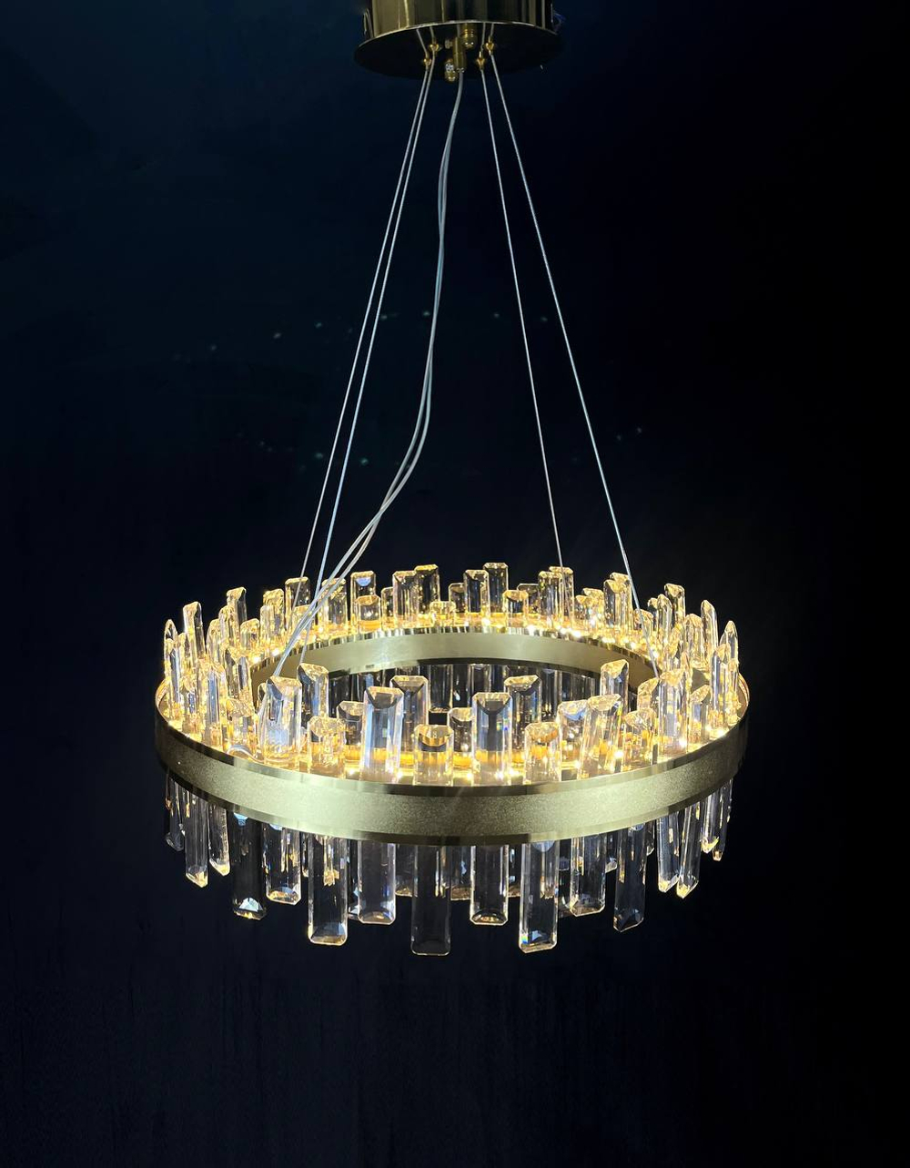 Люстра подвесная светодиодная 99317-600 J, LED 96 Вт, до 20 кв м, золотая