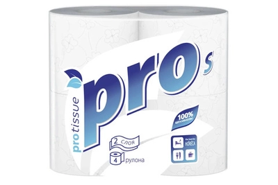 Туалетная бумага PROtissue Premium С160-2 слоя, 96 рулонов, 23 м, 184 листа (9,6х12,5 см), белая, втулка 4,5 см.