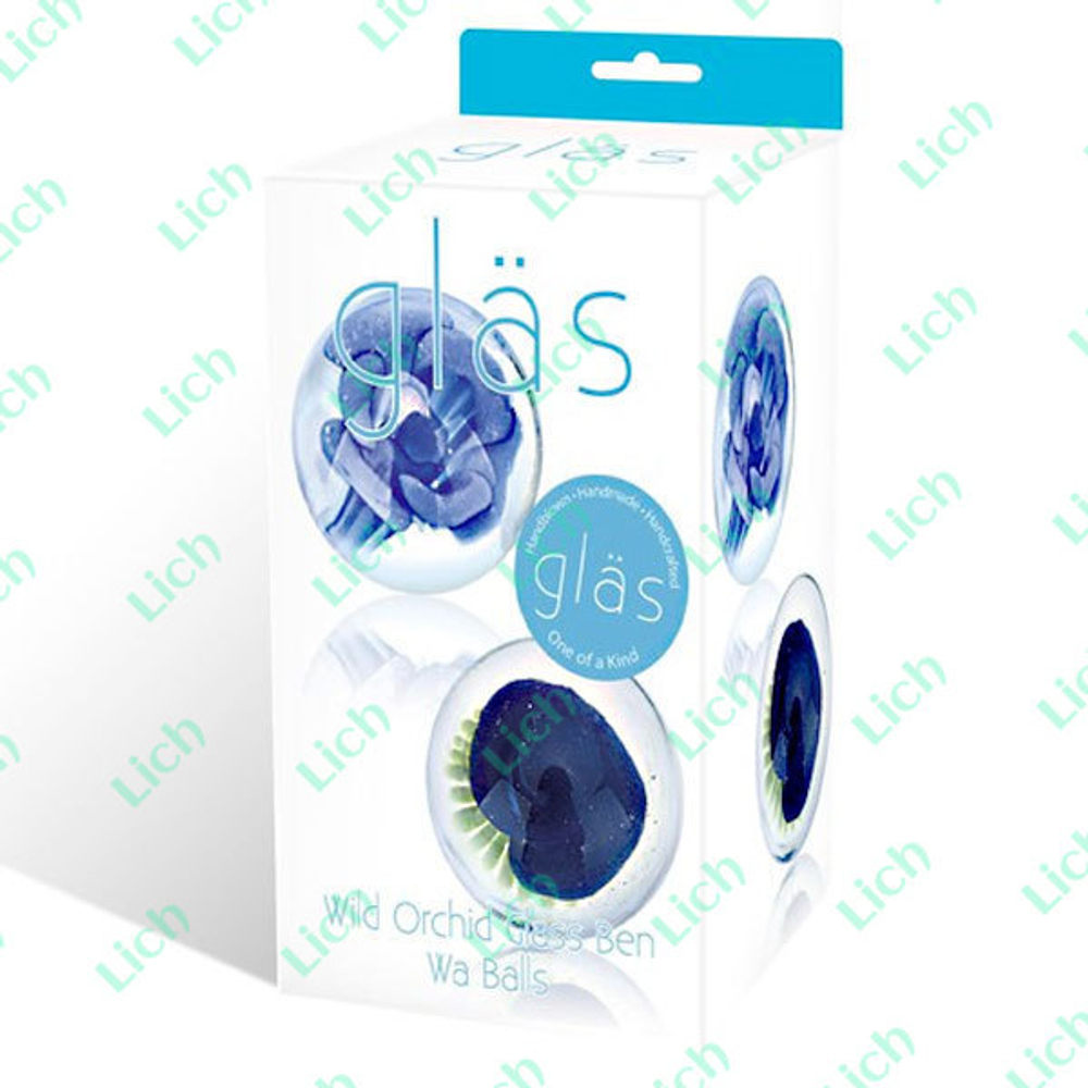 Стеклянные вагинальные шарики Wild Orchid (голубой, синий) - 2,5 см
