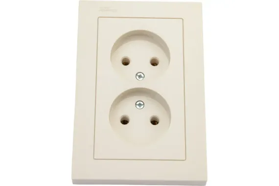 Розетка Systeme Electric ATLASDESIGN без заземления двойная + рамка бежевая 35985