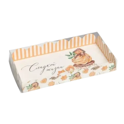 Коробка кондитерская с PVC-крышкой, упаковка, «Сладкой жизни», 10,5 х 21 х 3 см