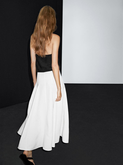 Massimo Dutti Длинное платье с контрастной отделкой, черный