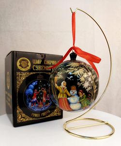 Шар новогодний "Рождество"  (круговая худ. роспись Палех) в коробке