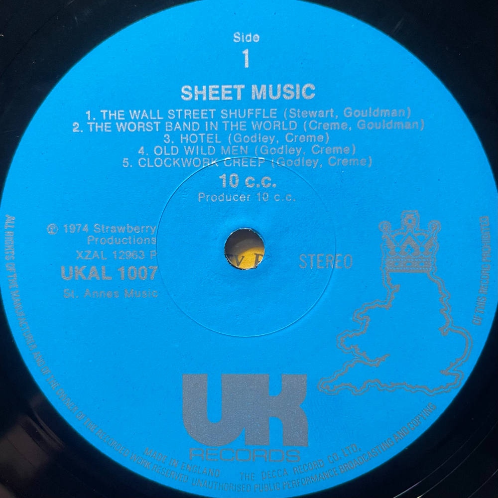 10cc ‎– Sheet Music (Англия 1974г.)