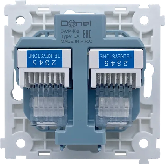 Donel R98 механизм розетки RJ11 + RJ11 (двойная) cat.3/ClassE-4/4, серия DA