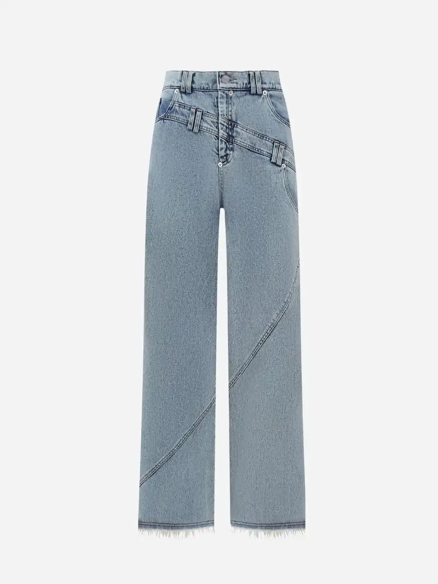 Джинсы с эффектом апсайклинга синие