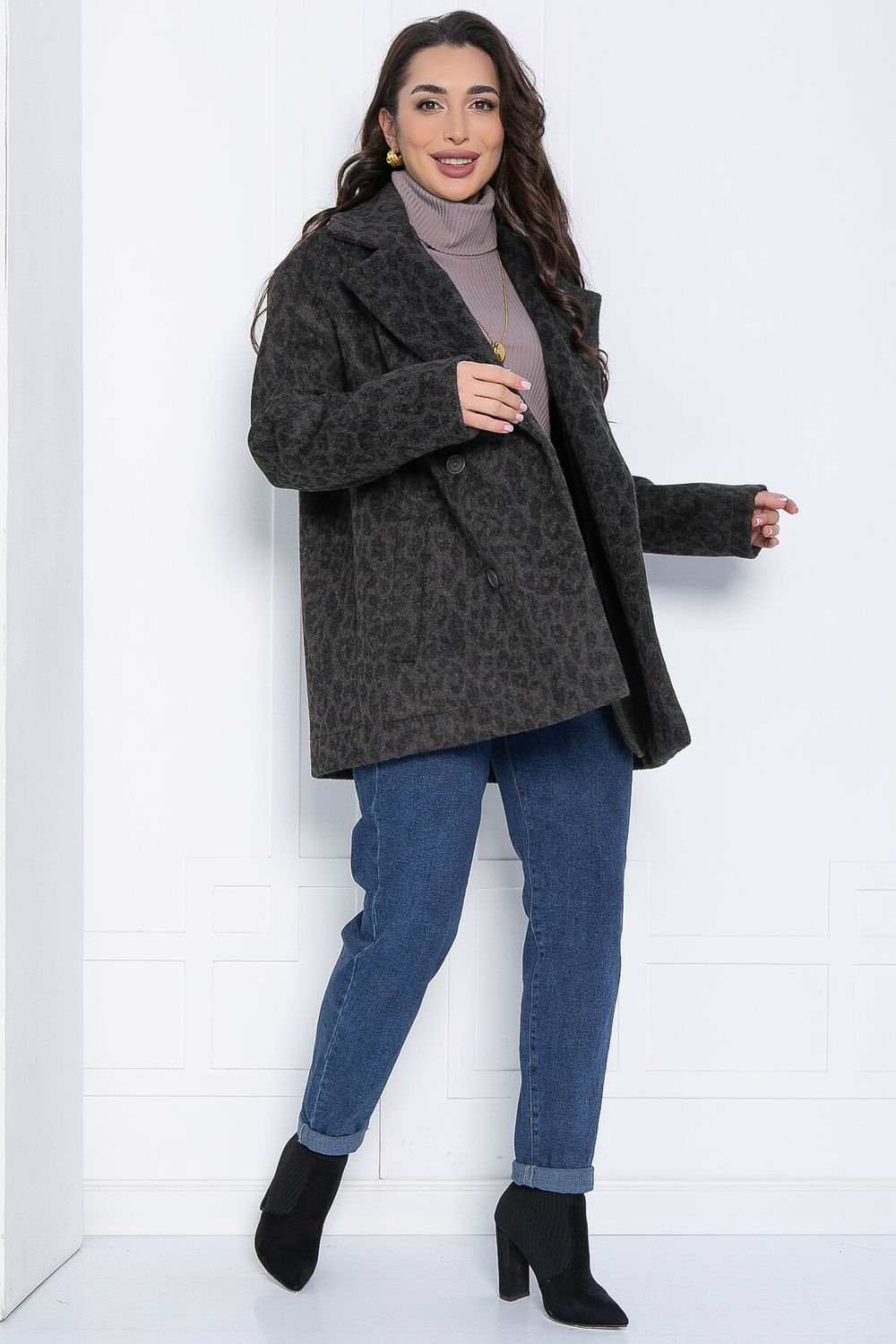 Пальто Я в теме (серый/лео) Б12632-7 LT Collection