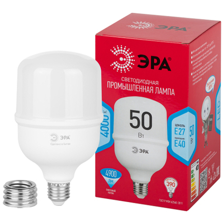 Лампа светодиодная ЭРА RED LINE LED POWER T100-50W-4000-E27/E40 R E27/E40 R 50 Вт колокол нейтральный белый свет
