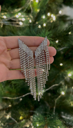 Серьги пусеты длинные с кристаллами №5