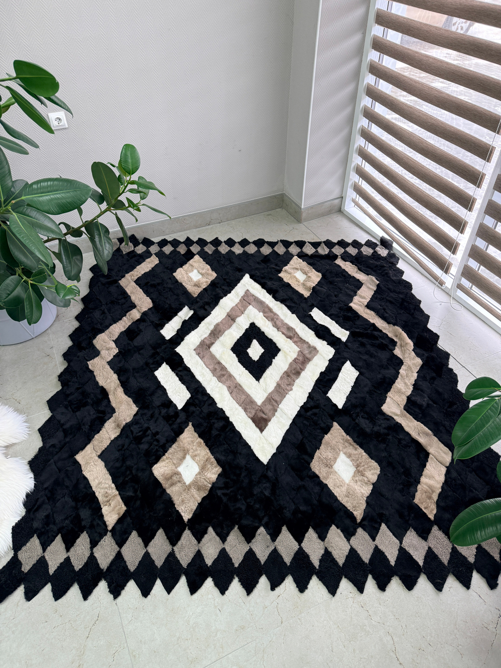 Покрывало меховое ковер из шкуры овчины