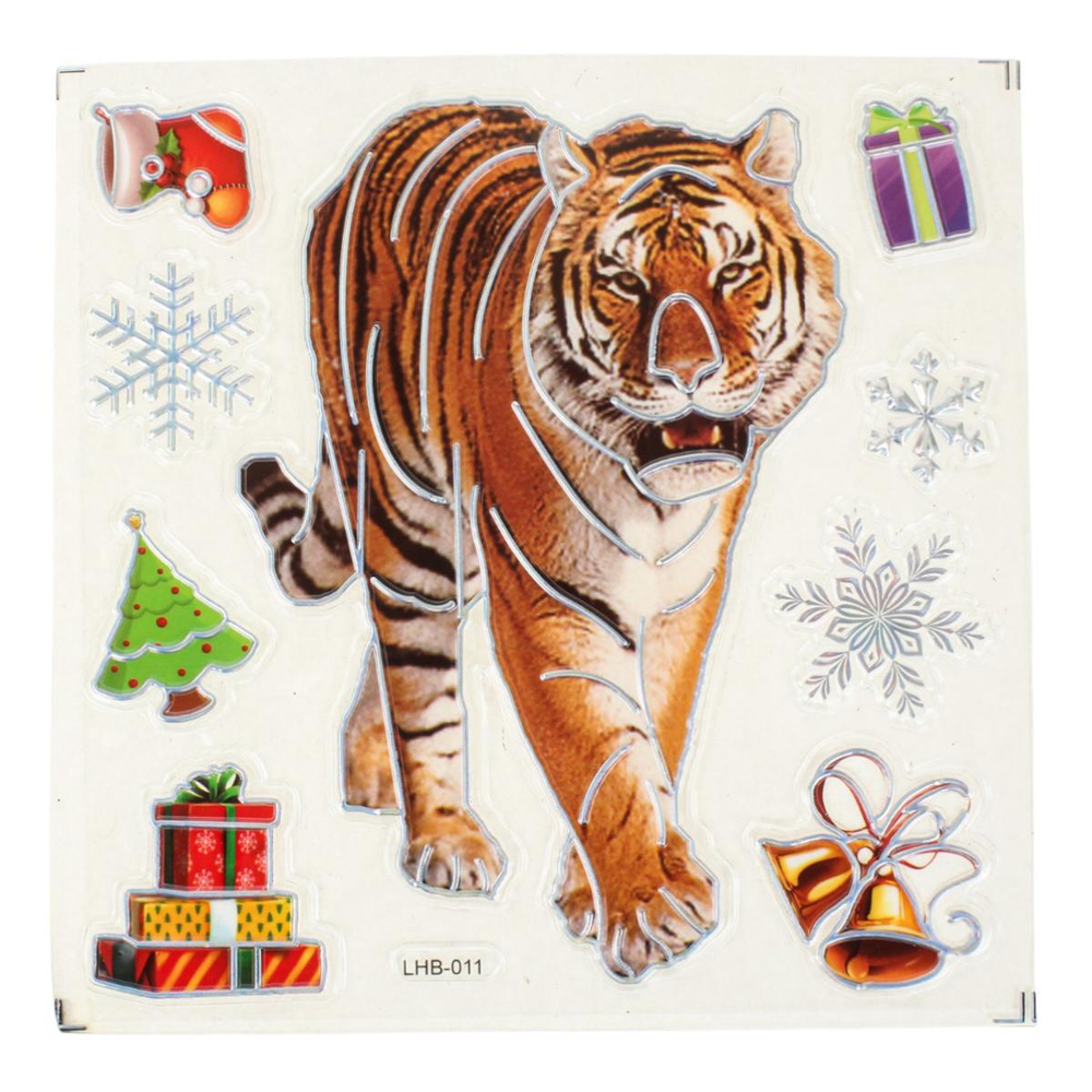 Наклейка новогодняя 18*22 см, 6 видов микс, пакет