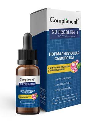 Compliment No problem Нормализующая сыворотка для проблемной кожи с АНА-ВНА-РНА кислотами и чайным деревом, 27мл