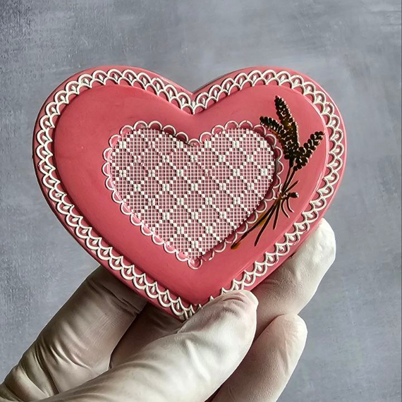 858 | Форма для шоколадных изделий &quot;Сердце с узором&quot;(275*175 мм)