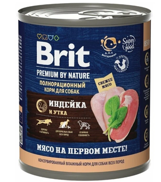 Brit Premium Индейка и утка, консервы для собак 850 гр