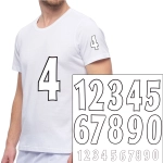 Термоаппликация Номер на футболку 004 (белый, большие цифры: 0-9, маленькие: 0-9)