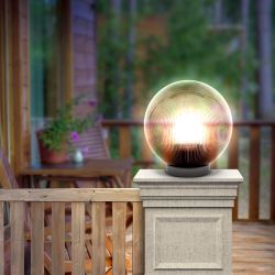 Садово-парковый светильник ЭРА НТУ 02-60-205 шар дымчатый призма на опору / кронштейн IP44 Е27 max60Вт d200mm