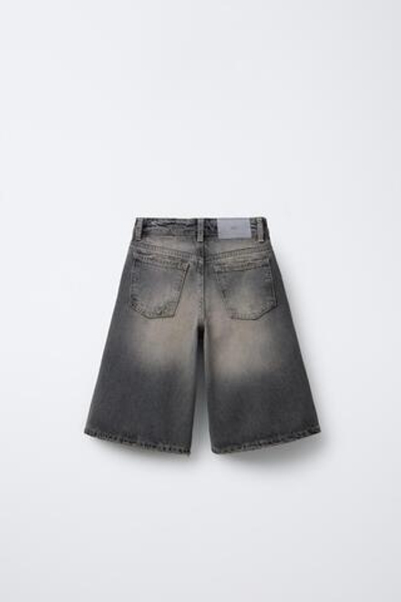 ZARA ДЛИННЫЕ ДЖИНСОВЫЕ ШОРТЫ, СЕРЫЙ
