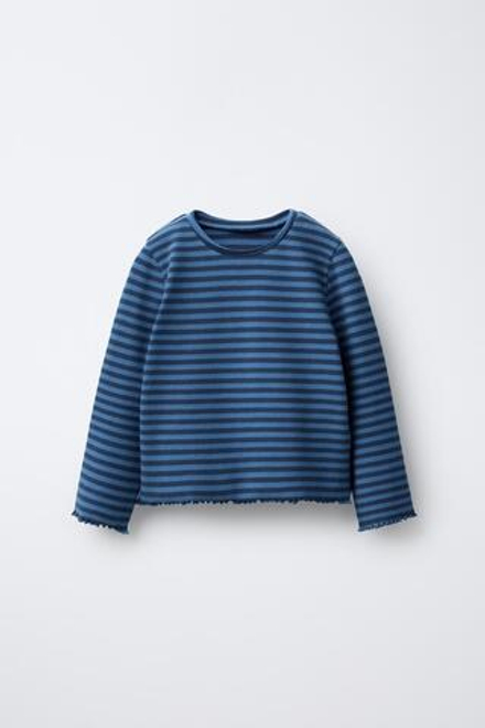 ZARA ФУТБОЛКА ИЗ ТКАНИ В ПОЛОСКУ, СИНИЙ