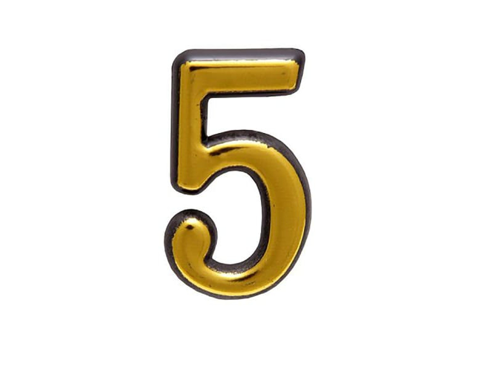 Цифра дверная "5" пластик золото Аллюр (20шт/уп)