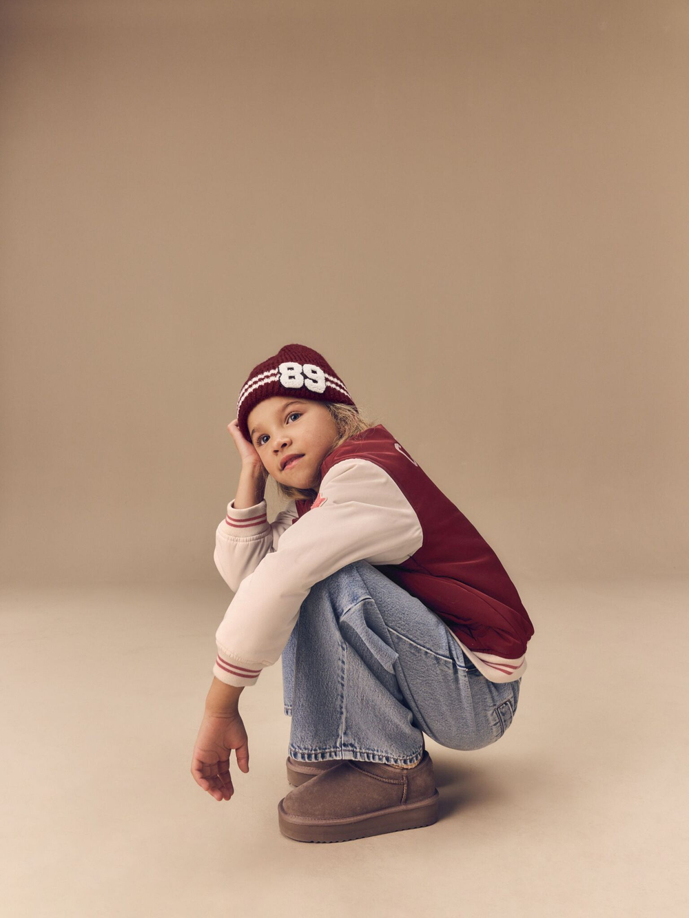 Бомбер для девочки Next E25-217, Бордовый, Бежевый