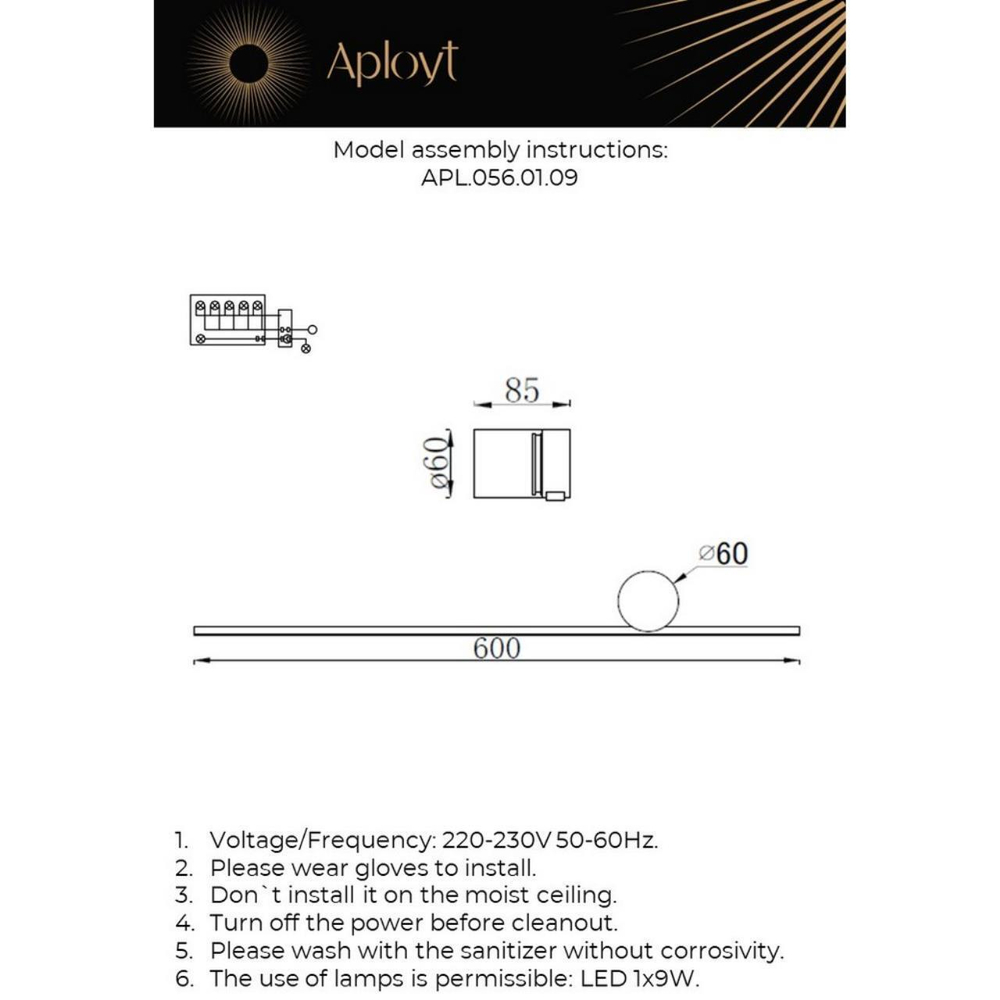 Настенный светодиодный светильник Aployt Beatris APL.056.01.09
