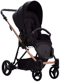 Детская коляска Bebetto Yoddi Premium Class 3 в 1 с автокреслом Avionaut Cosmo 02 черная кожа рама бронза