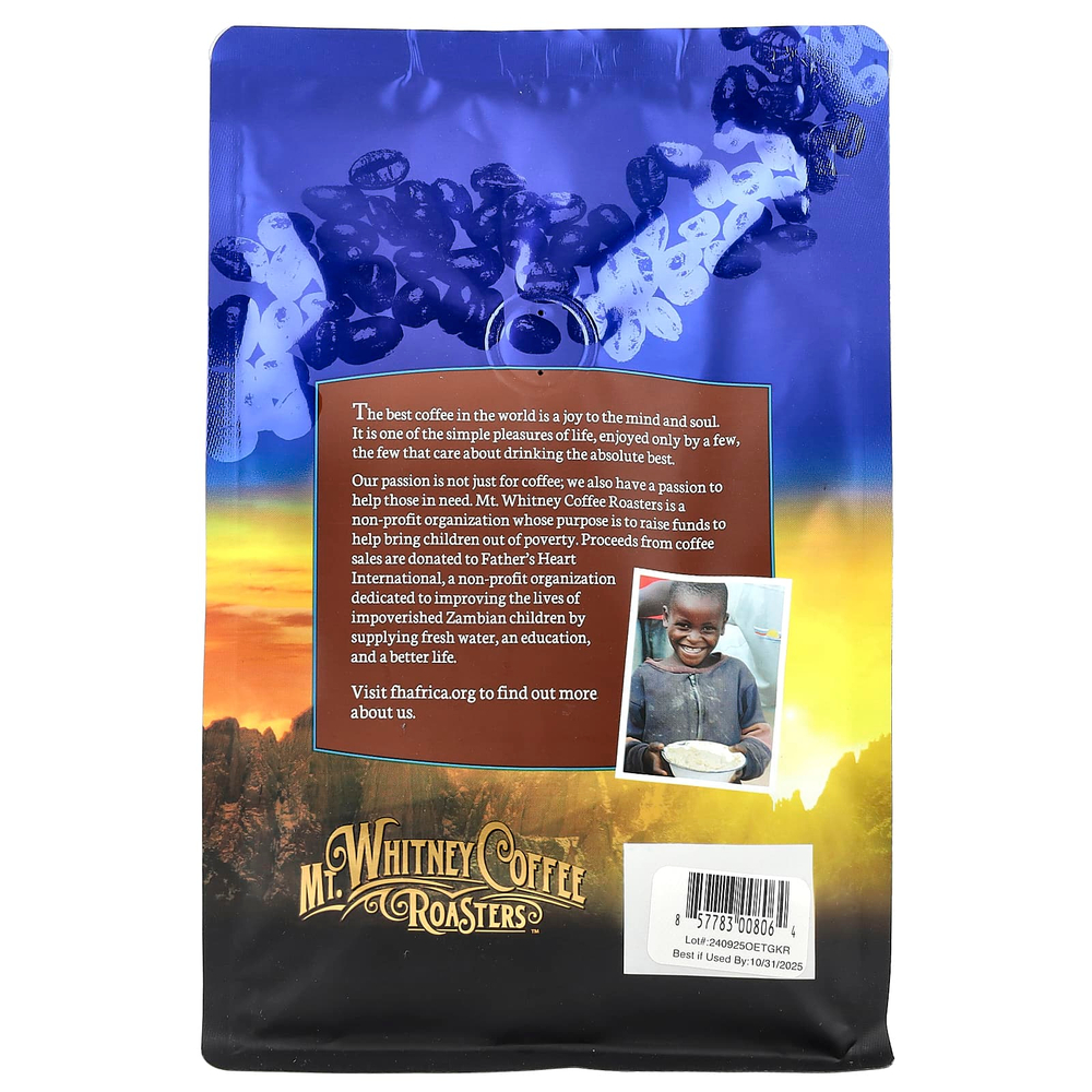 Mt. Whitney Coffee Roasters, Organic Ethiopia Guji, кофе в зернах, средней обжарки, 340 г (12 унций)