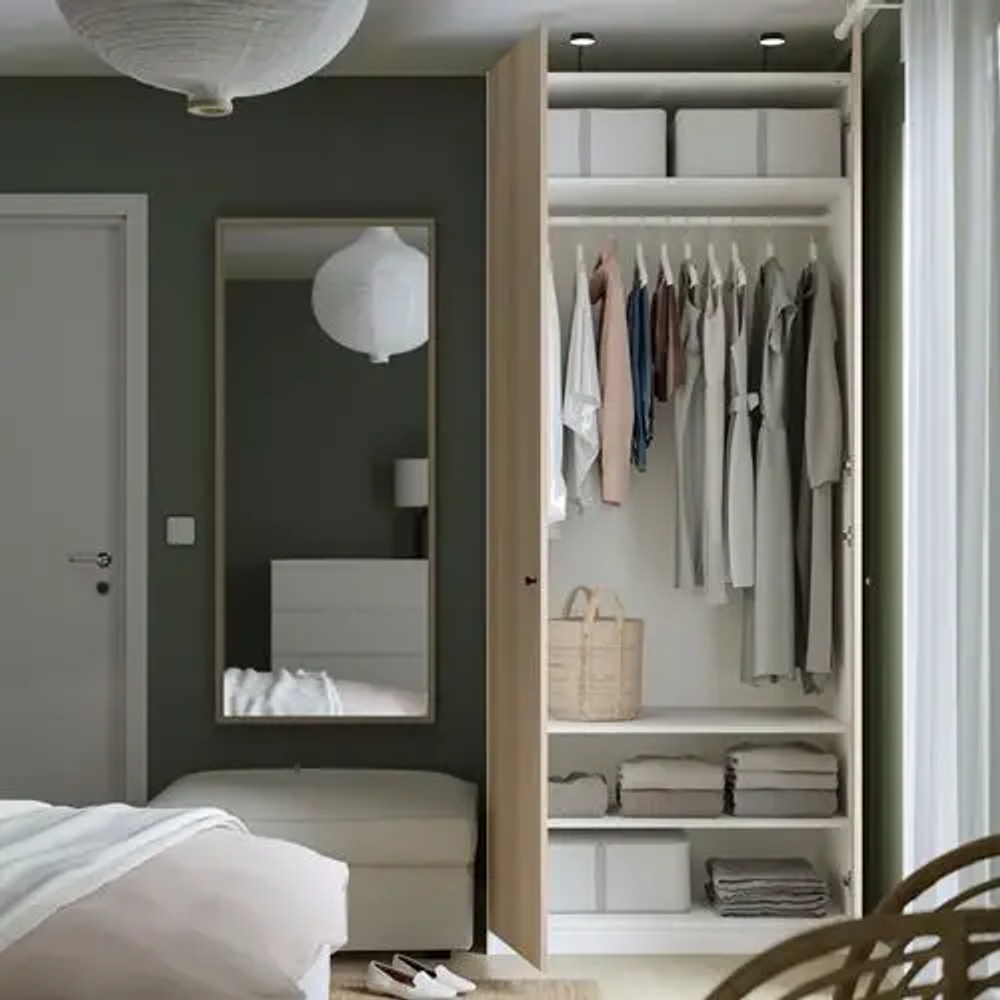 Гардероб - IKEA PAX/FORSAND/ПАКС/ФОРСАНД ИКЕА, 100x60x236 см, белый/под беленый дуб