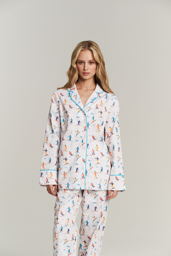 Рубашка с кантом из сатина - лыжники