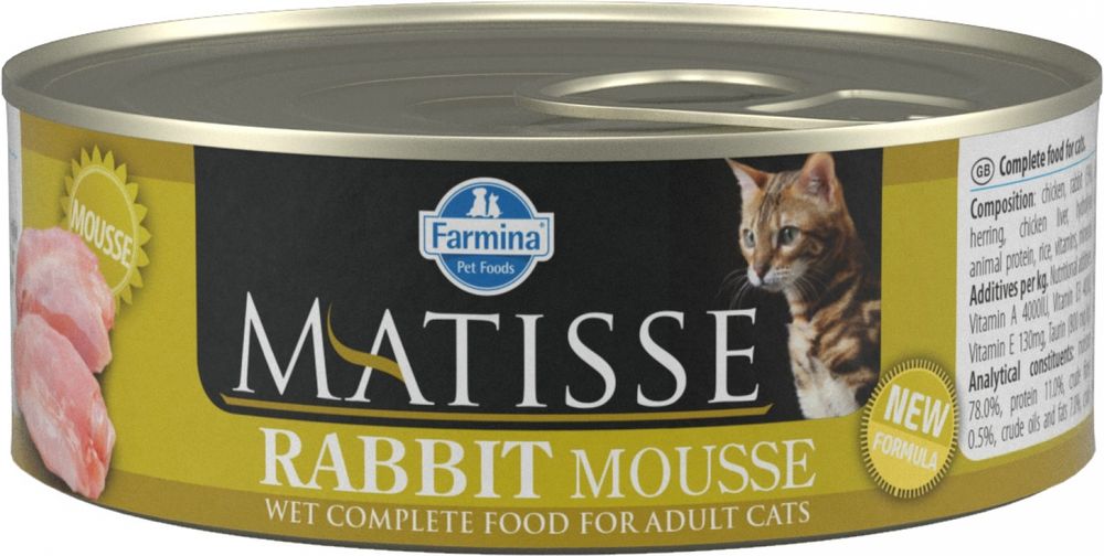 Консервы Farmina Matisse Cat Adult Mousse мусс для взрослых кошек с кроликом 85 г