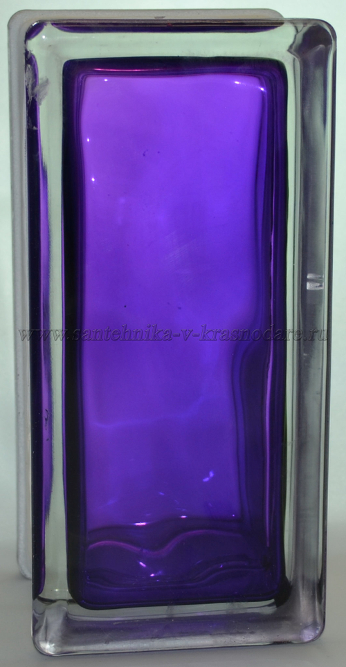 Стеклоблок половинка аметист окрашенный изнутри  Vitrablok  19х9х8см.
