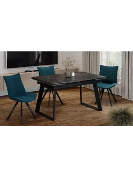 Стол кухонный Черный муар мрамор 140(200)х85х77 см