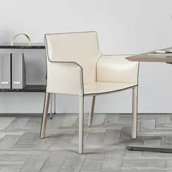 Стул с подлокотниками Barrie бежевая кожа