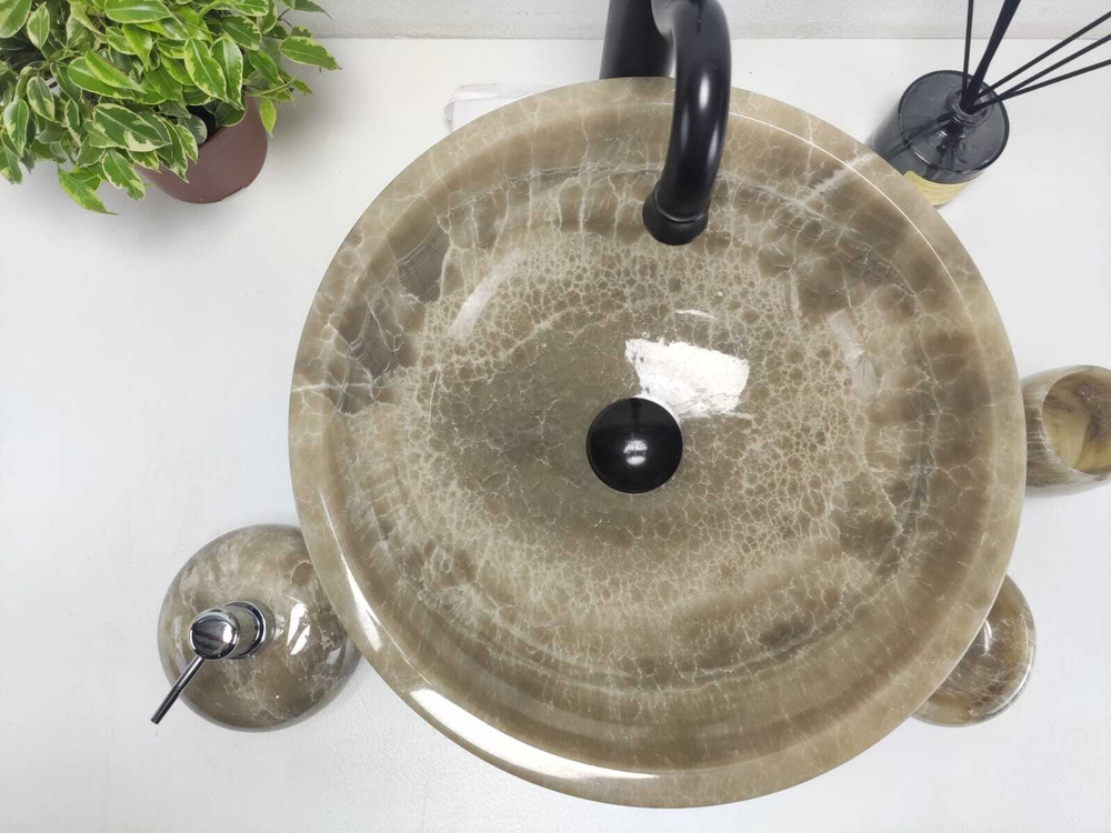 Раковина из оникса Bowl Grey Small TinLip BO-61075 40*40*15