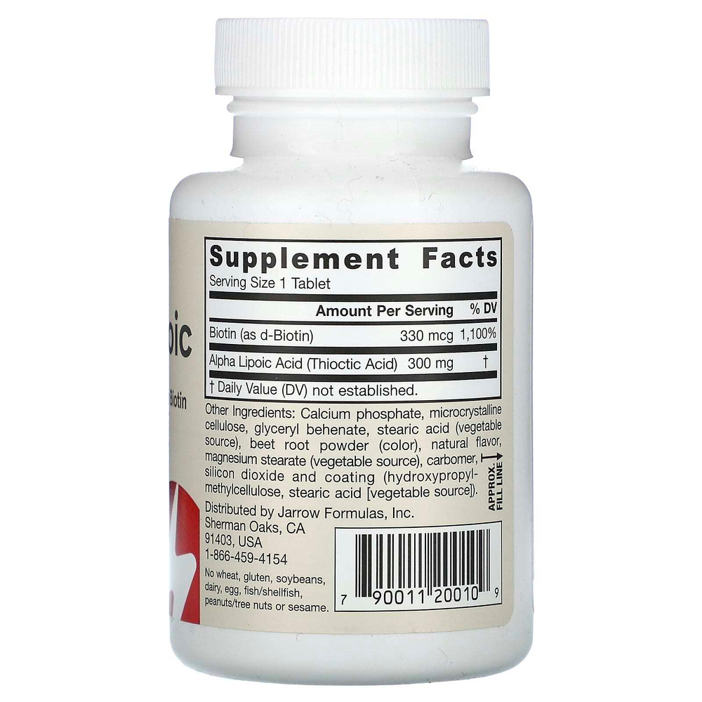 Jarrow Formulas, Alpha Lipoic Sustain, альфа-липоевая кислота с биотином, 300 мг, 60 таблеток