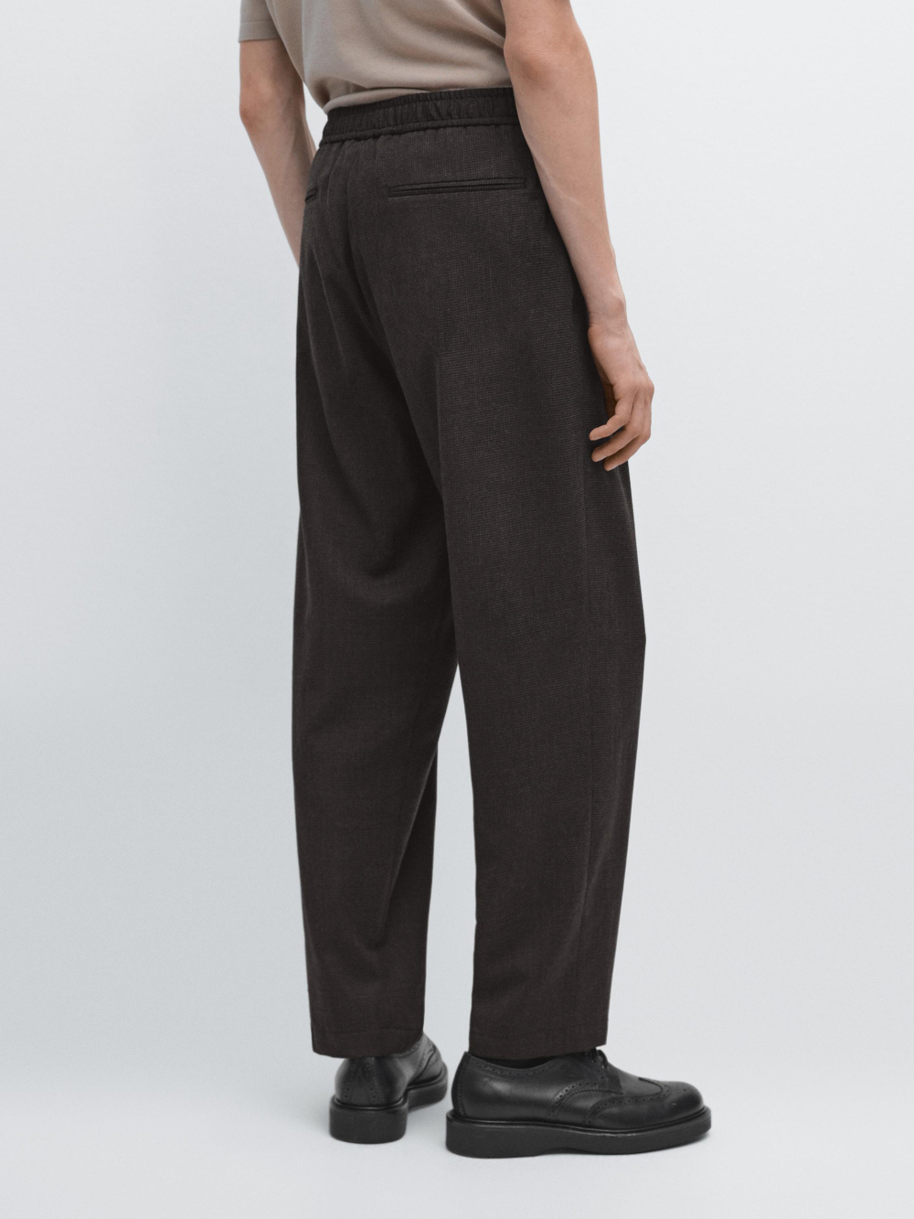 Massimo Dutti Брюки из шерстяной смеси с узором «гусиная лапка», коричневый