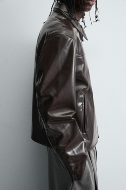 ZARA КУРТКА С ВИНИЛОВЫМ ПОКРЫТИЕМ, ВИННЫЙ