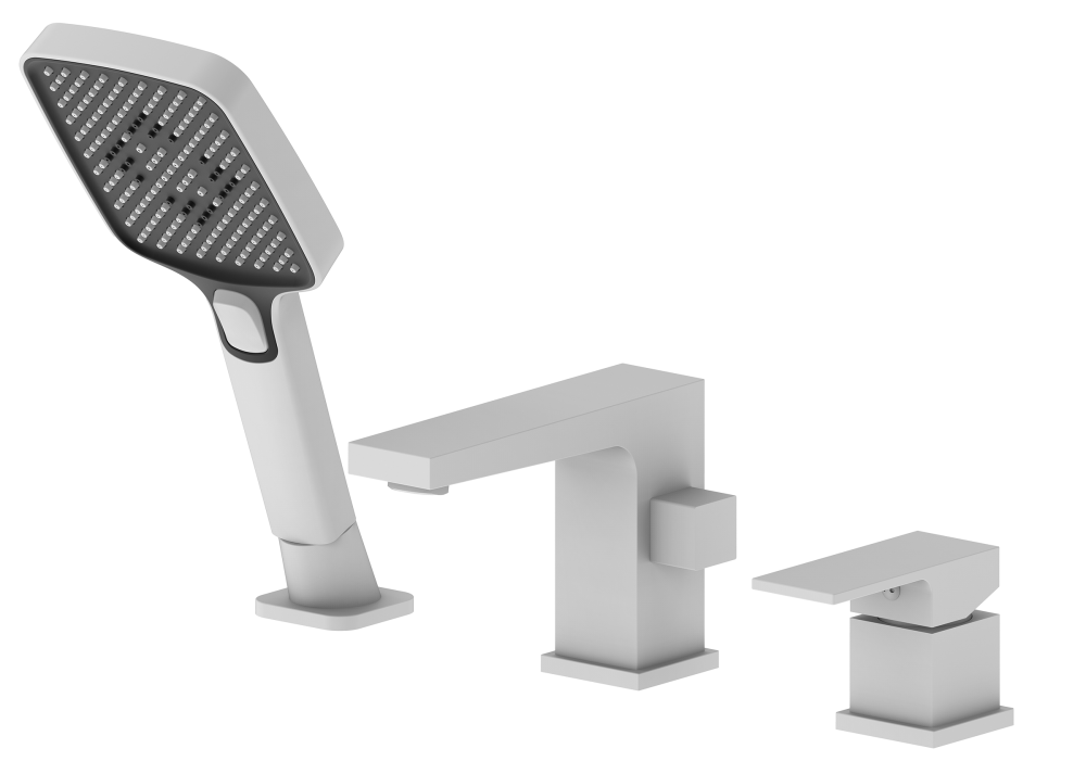 393532-F Смеситель на борт ванны водопад БЕЛЫЙ (3 отв.) ViEiR (8/1шт)