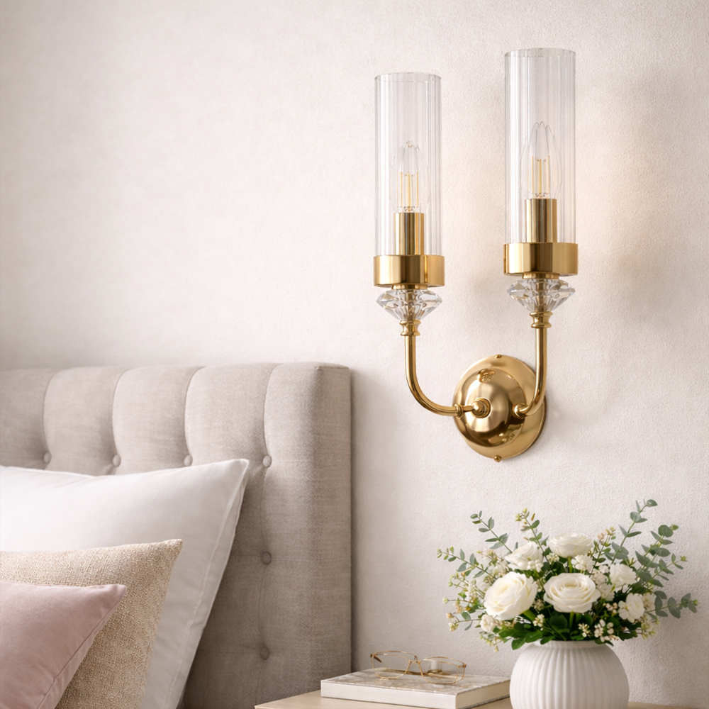 SL1402.201.02 Светильник настенный ST-Luce Латунь/Прозрачный E14*2 40W ЭЛЕГРА