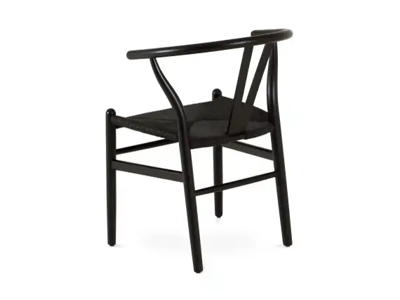 Стул Wishbone черный с черным сиденьем