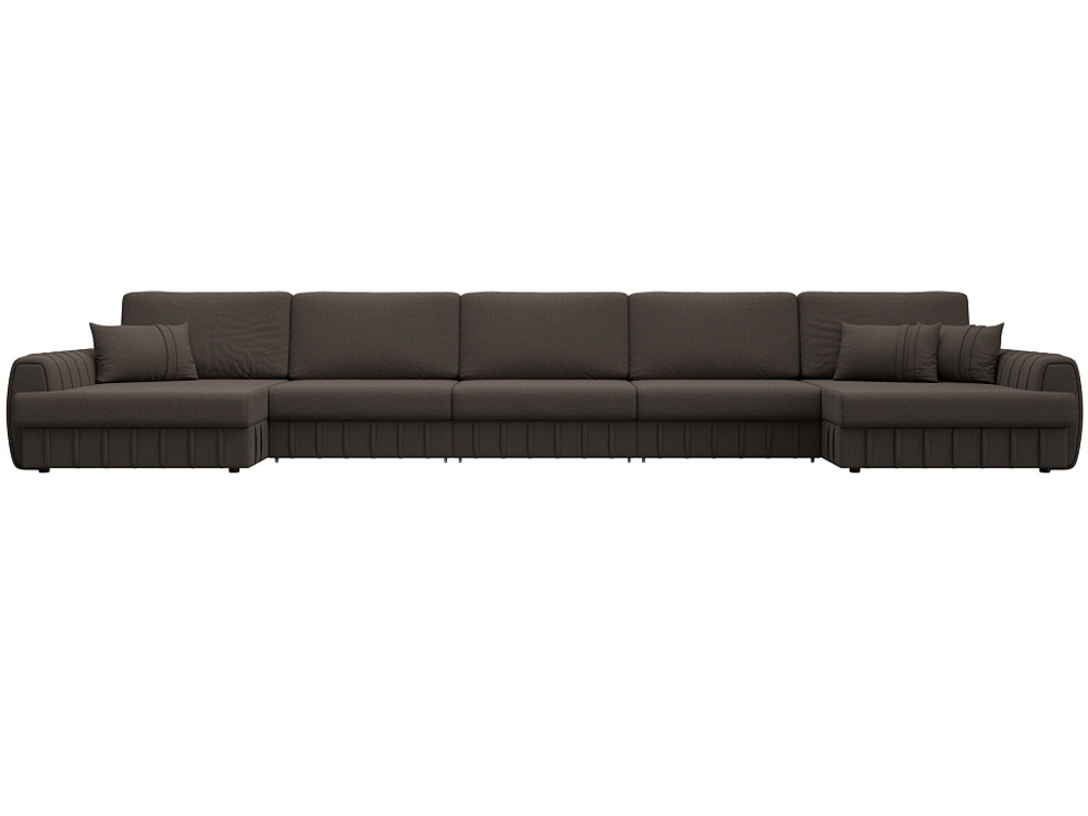 Диван П-образный Лига-057 НПБ МегаЛонг, Амур 05 коричневый, Рогожка, 129351