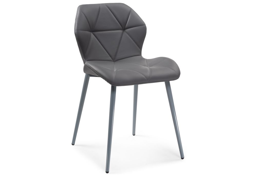Стул на металлокаркасе Вальд экокожа серый / серый глянец