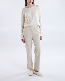 Брюки из искусственной замши молочный