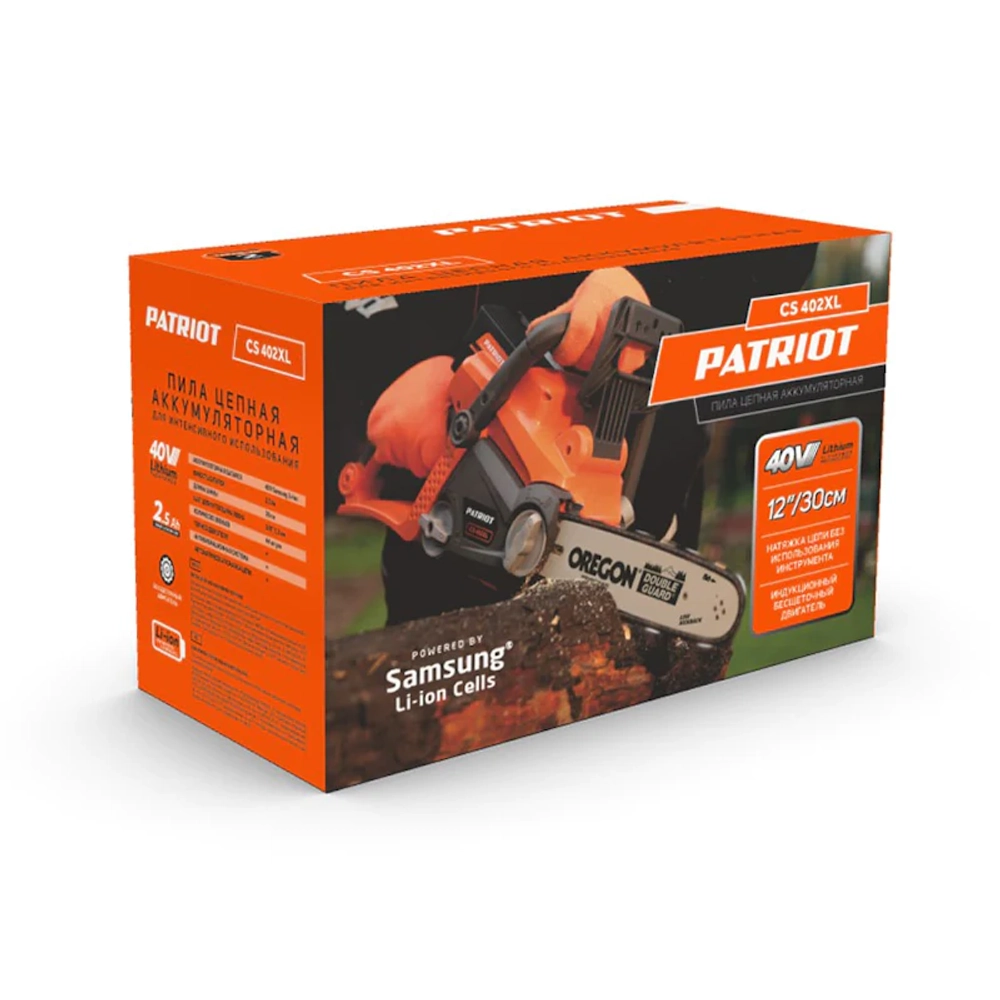 PATRIOT СS 402XL пила цепная аккумуляторная (1 x 2.5 Ач, ЗУ) 220201402