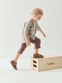 Рубашка хлопковая "Серо-зелёная клетка" с коротким рукавом