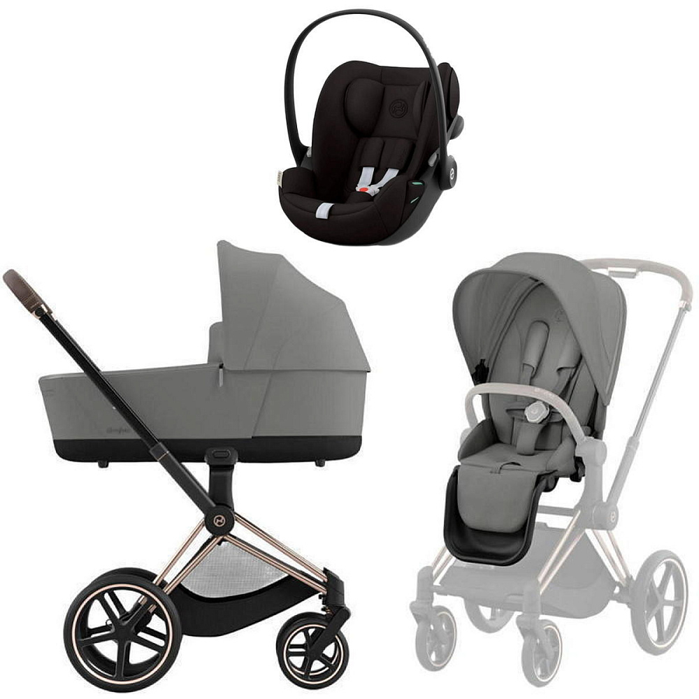 Коляска Cybex Priam IV Rosegold complete Cloud G Magic Black Base G 3 в 1 Mirage Grey