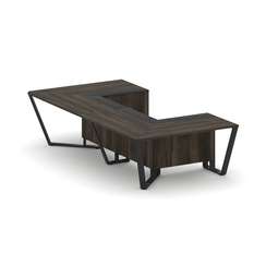 Steel Meet Стол переговорный П-образный KMK-PR.B.SP-07P Дуб Мали/Графит Глянец/Металл Черный 1600*32