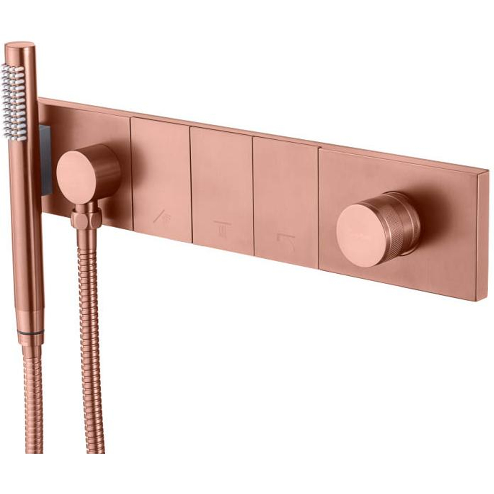 Встраиваемый смеситель для душа и ванны Boheme ZODIAC 132-SYS-CB с ручным душем, COPPER BRUSHED